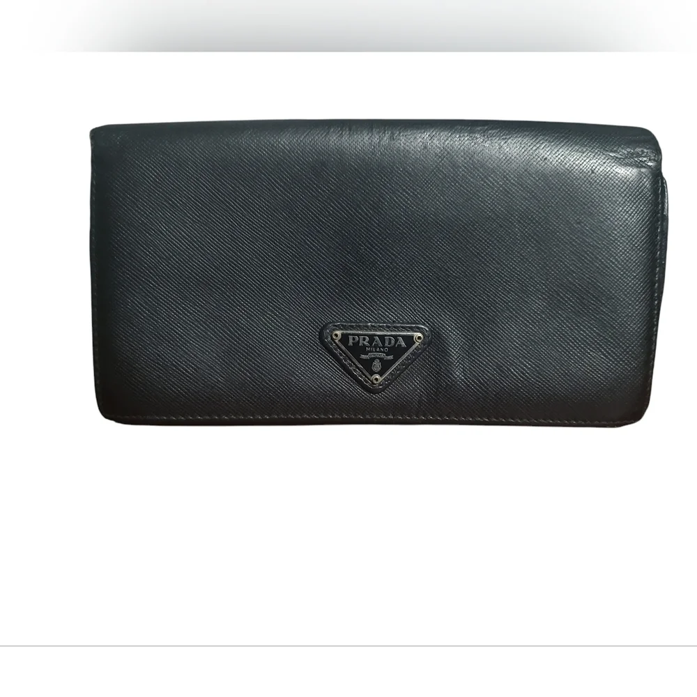 Prada Black Leather Long Wallet